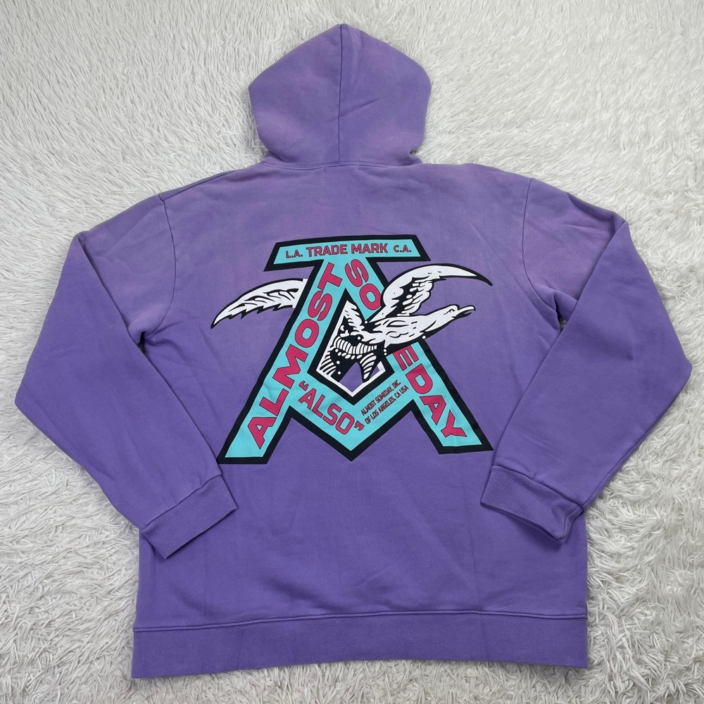 NWT Almost Someday Sweater Mens 2XL Purple French Terry Graphic Print Hoodie XXL